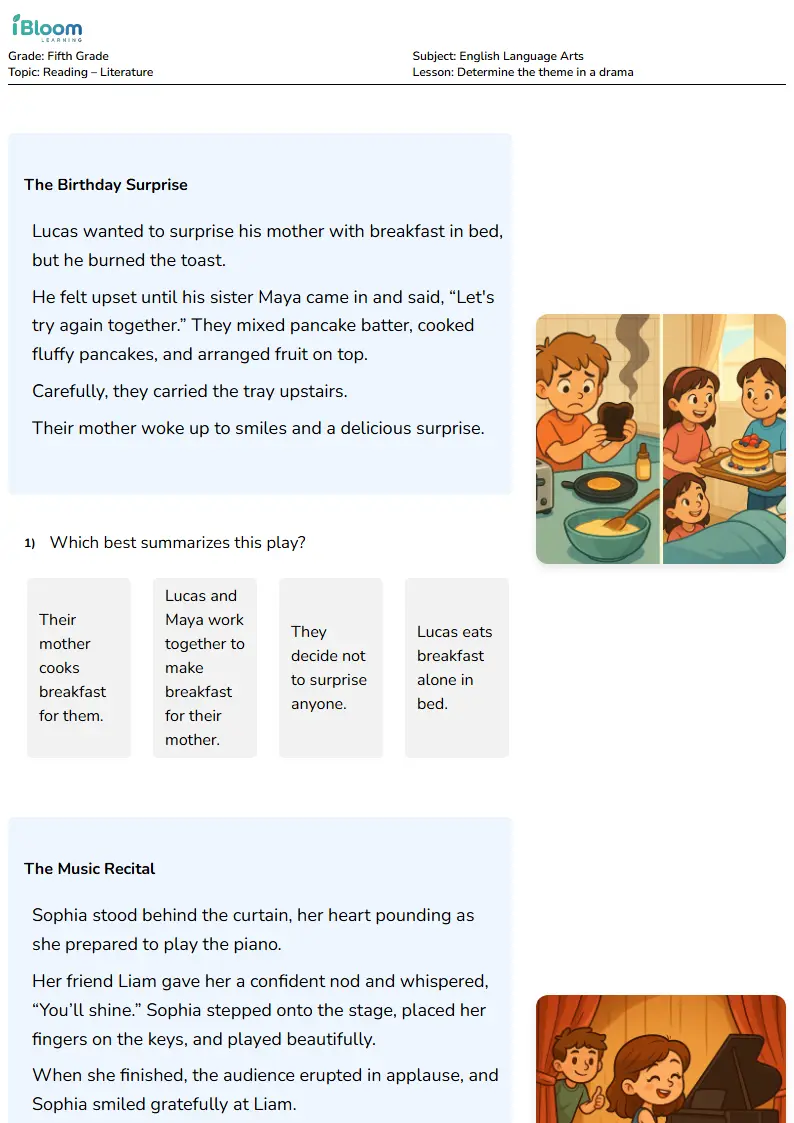 Determine the theme in a drama Lesson for Fifth Grade | iBloom