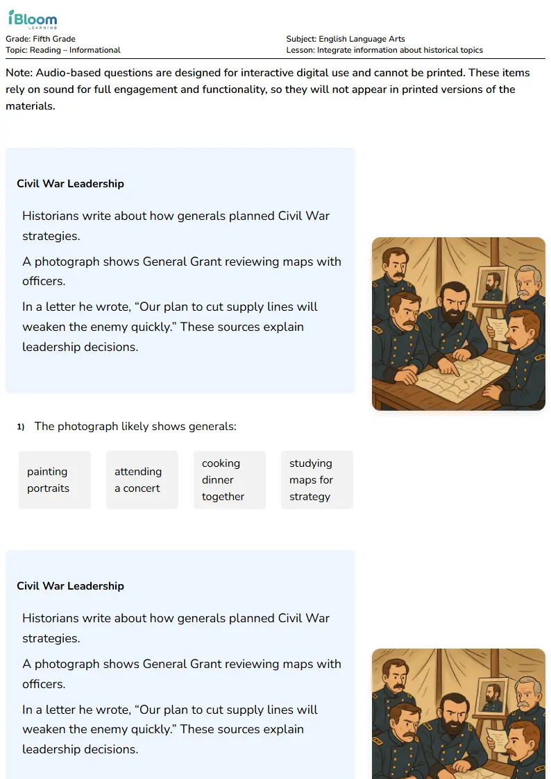 Integrate information about historical topics Lesson for Fifth Grade | iBloom