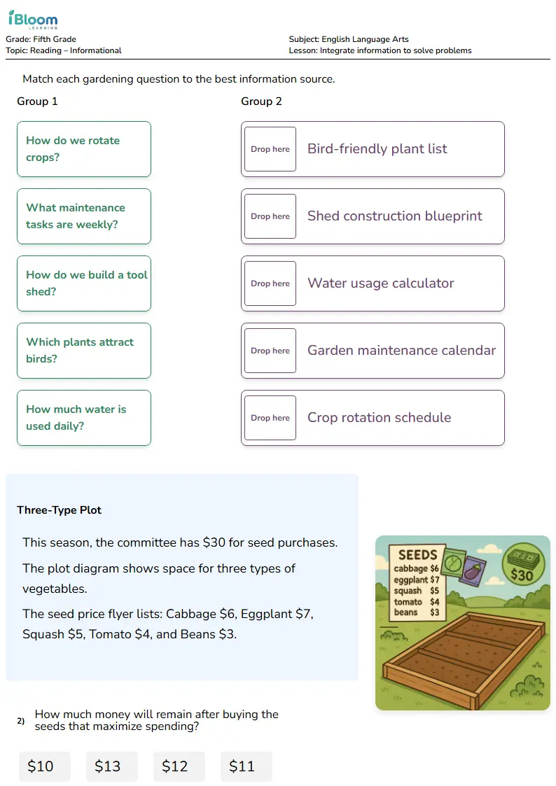 Integrate information to solve problems Lesson for Fifth Grade | iBloom