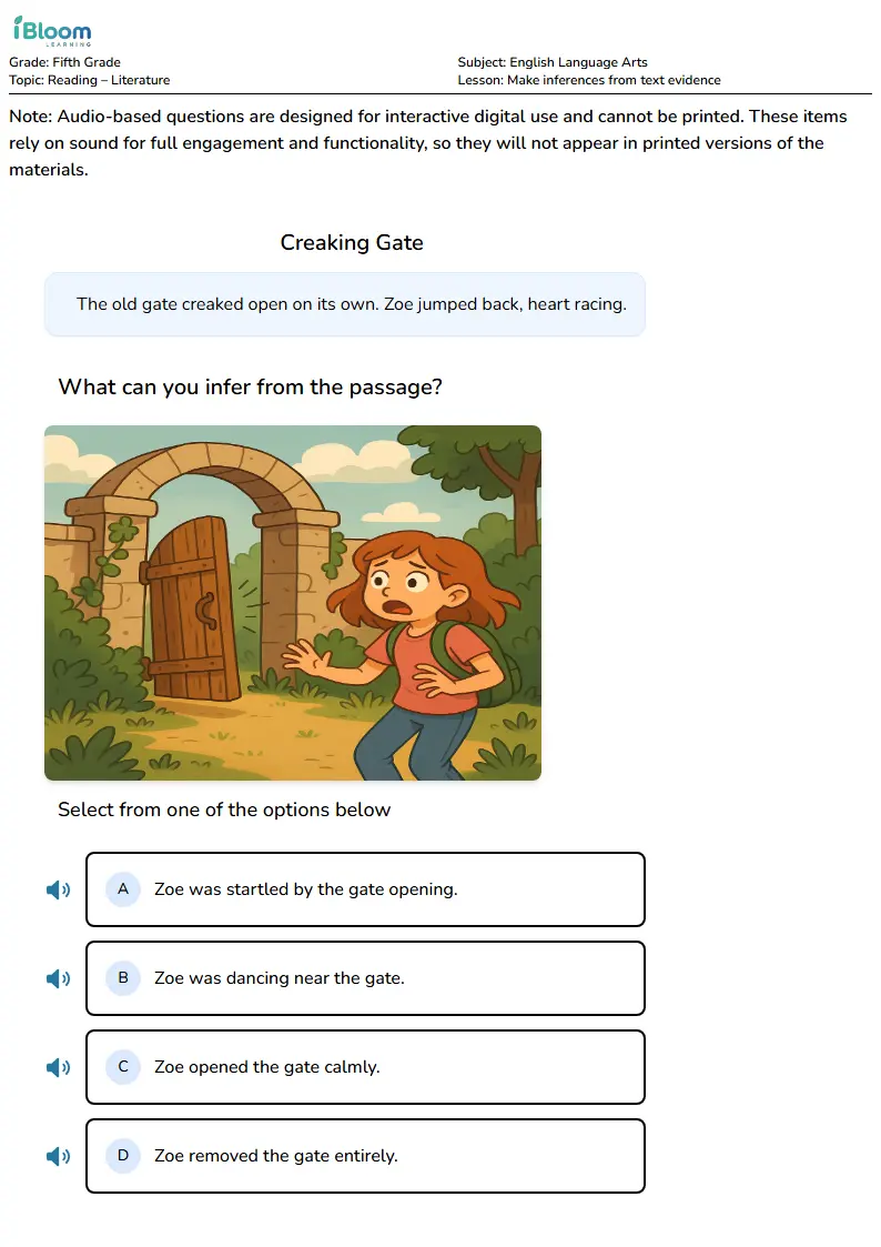 Make inferences from text evidence Lesson for Fifth Grade | iBloom