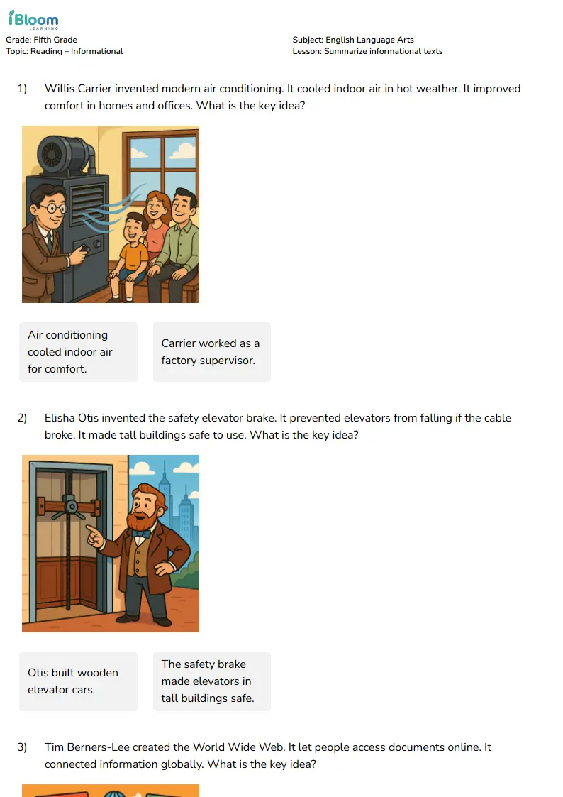 Summarize informational texts Lesson for Fifth Grade | iBloom