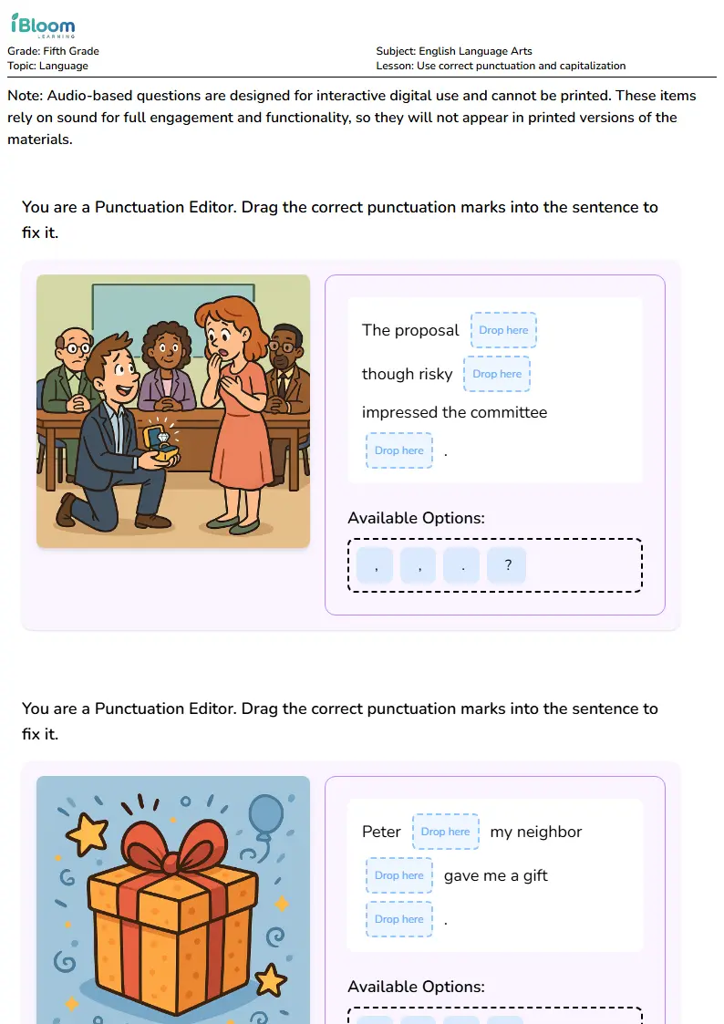 Use correct punctuation and capitalization Lesson for Fifth Grade | iBloom