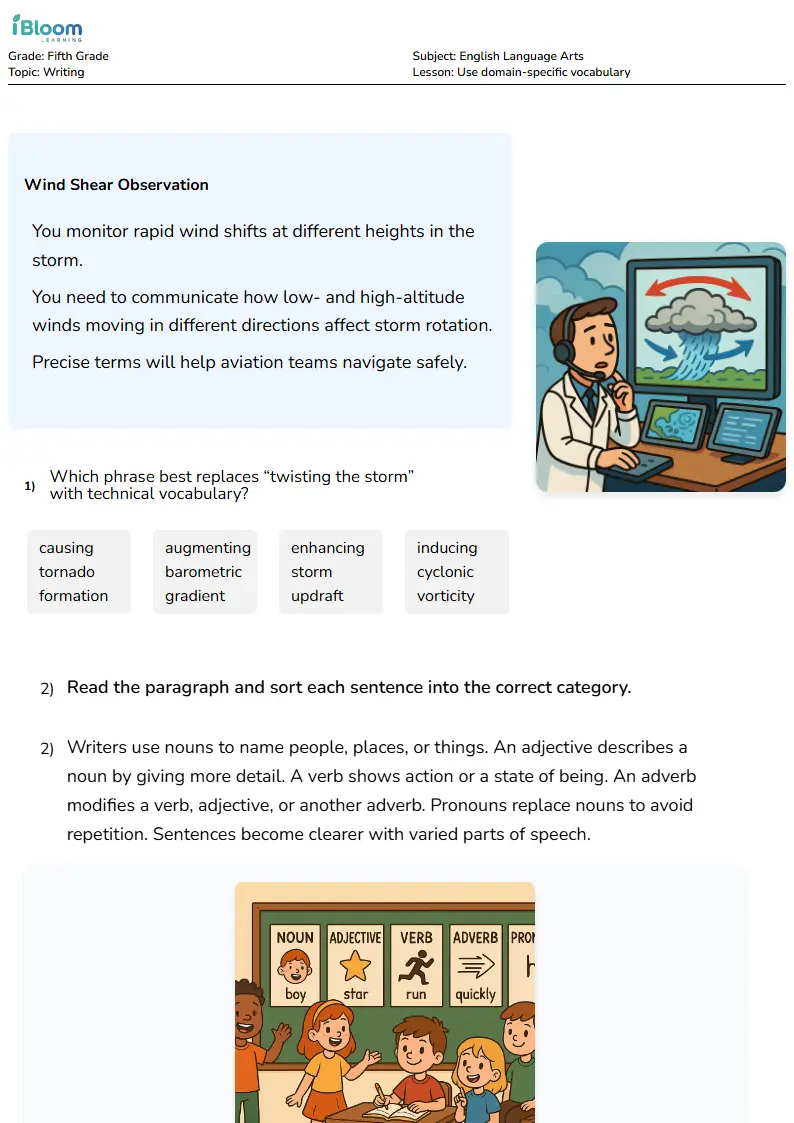 Use domain-specific vocabulary Lesson for Fifth Grade | iBloom