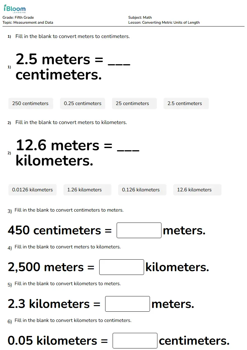 Converting Metric Units of Length Lesson for Grade 5