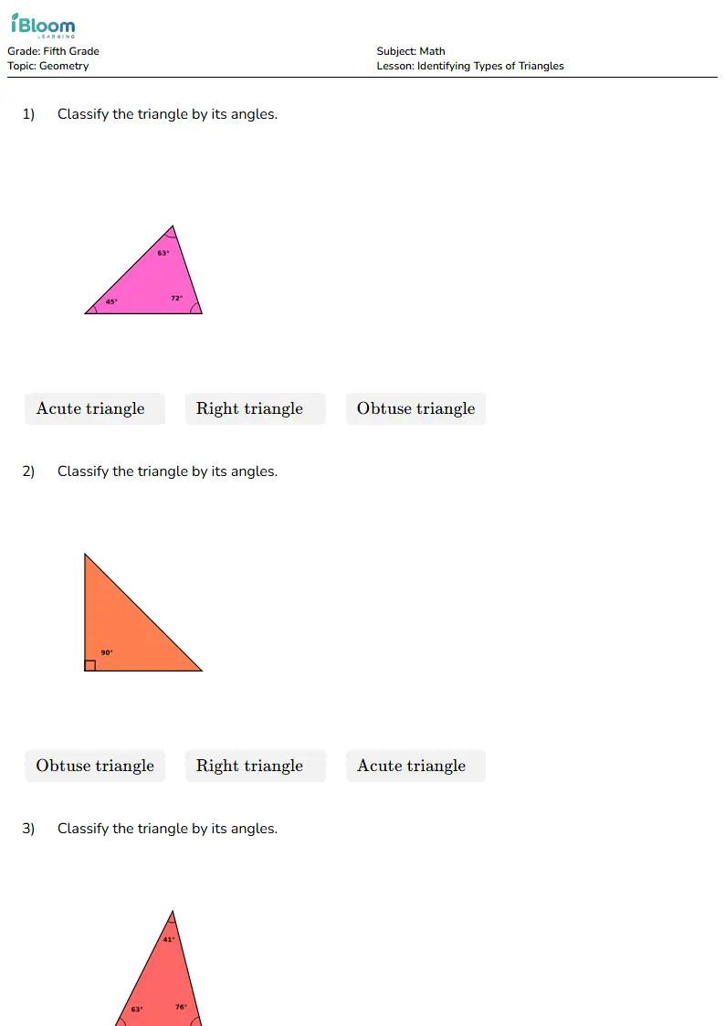 Identifying Types of Triangles Lesson for Fifth Grade | iBloom