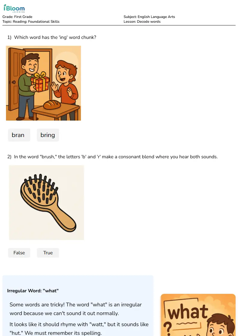 Decode words Lesson for First Grade