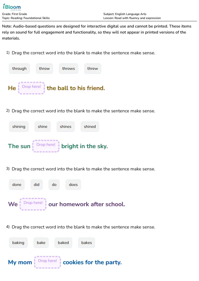 Read with fluency and expression Lesson for First Grade | iBloom