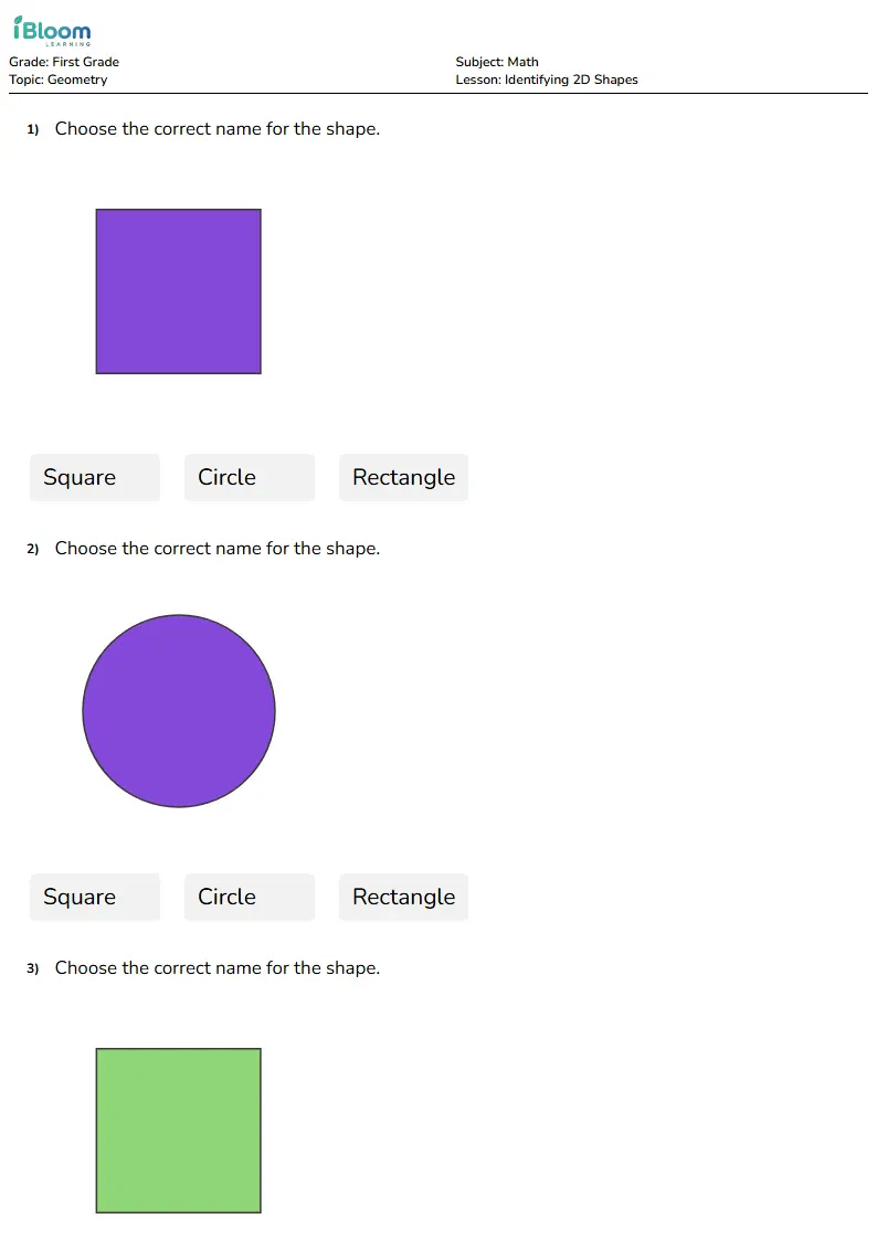 Identifying 2D Shapes Lesson for First Grade | iBloom