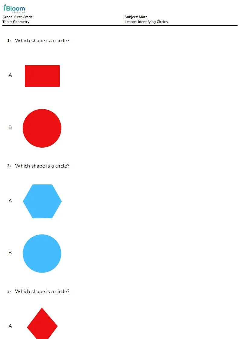 Identifying Circles Lesson for First Grade | iBloom
