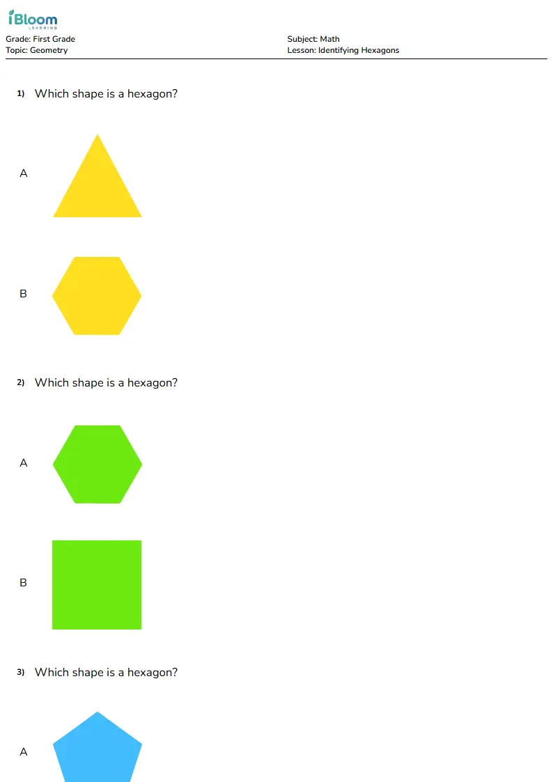 Identifying Hexagons Lesson for First Grade | iBloom