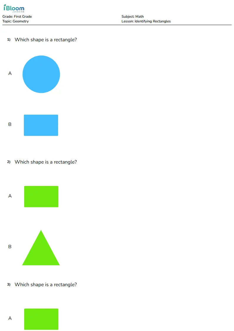 Identifying Rectangles Lesson for First Grade | iBloom