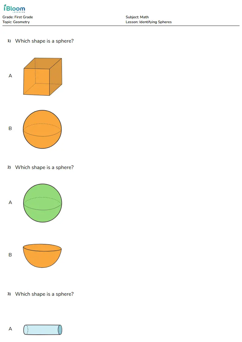 Identifying Spheres Lesson for First Grade | iBloom