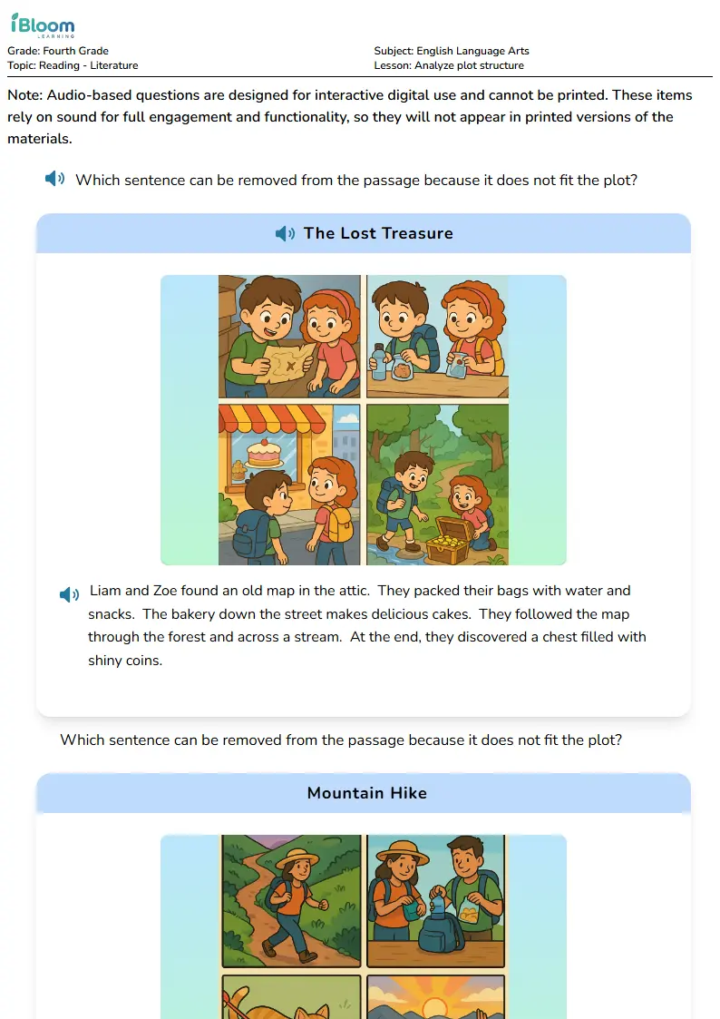 Analyze plot structure Lesson for Fourth Grade