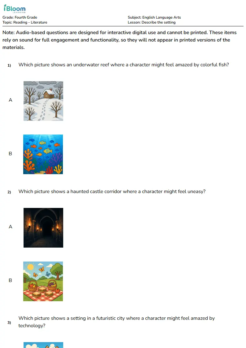 Describe the setting Lesson for Fourth Grade | iBloom