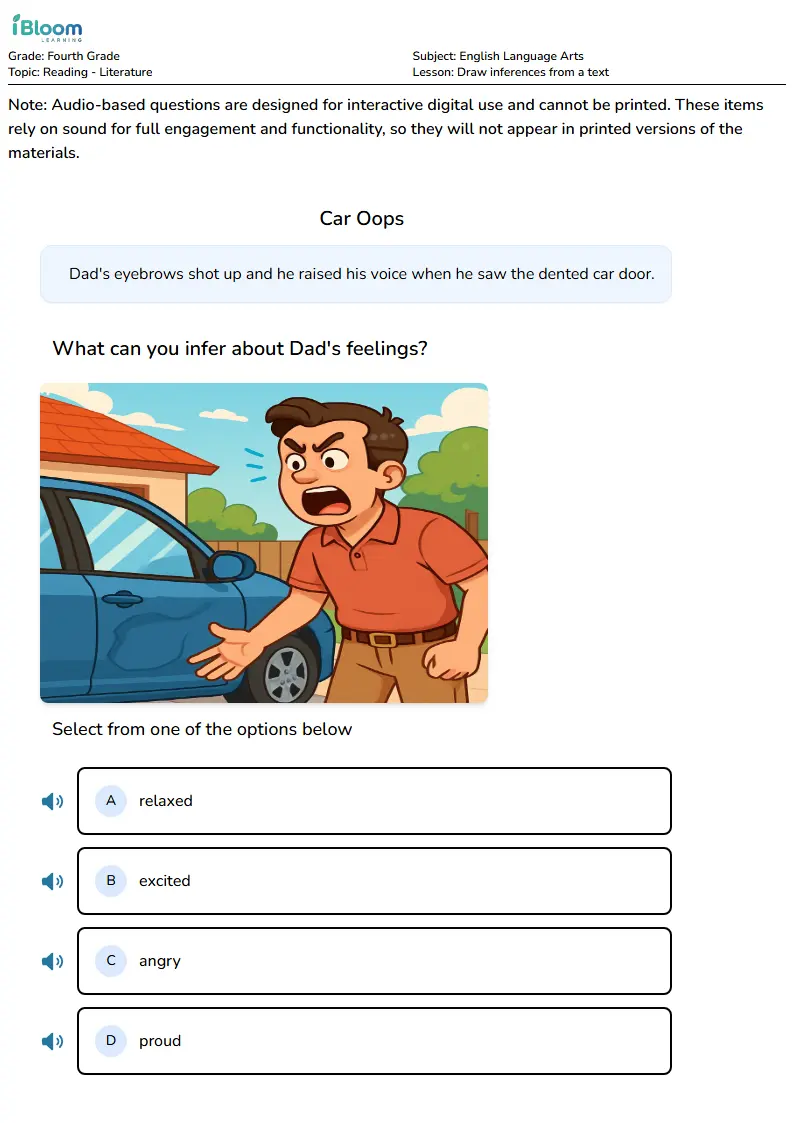 Draw inferences from a text Lesson for Fourth Grade | iBloom