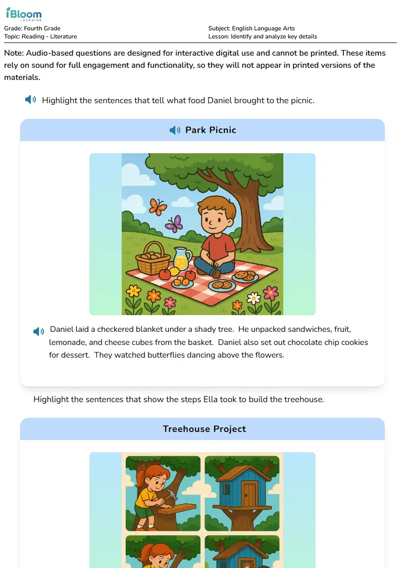 Identify and analyze key details Lesson for Fourth Grade | iBloom