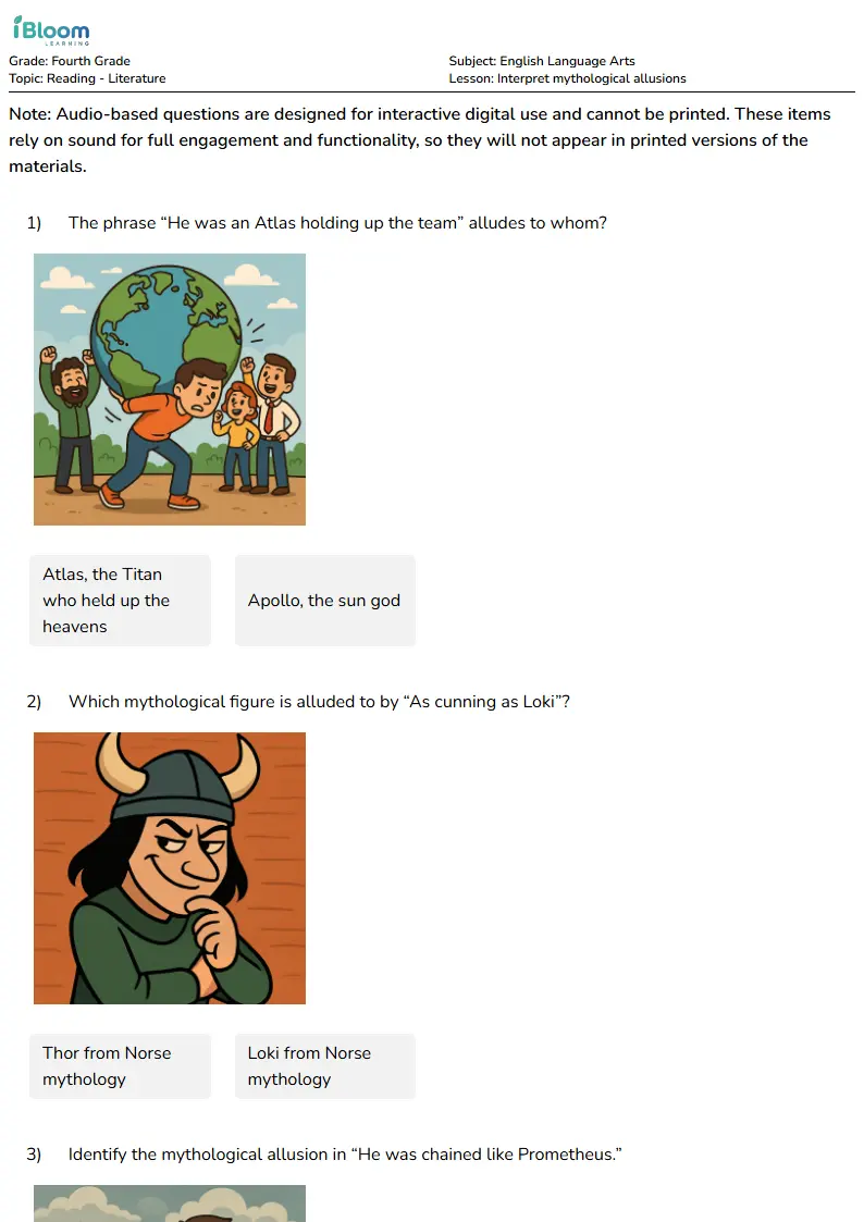 Interpret mythological allusions Lesson for Fourth Grade | iBloom