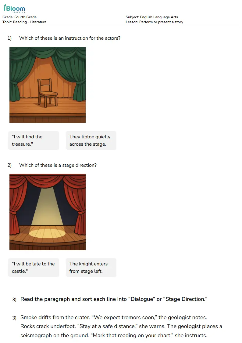 Perform or present a story Lesson for Fourth Grade | iBloom