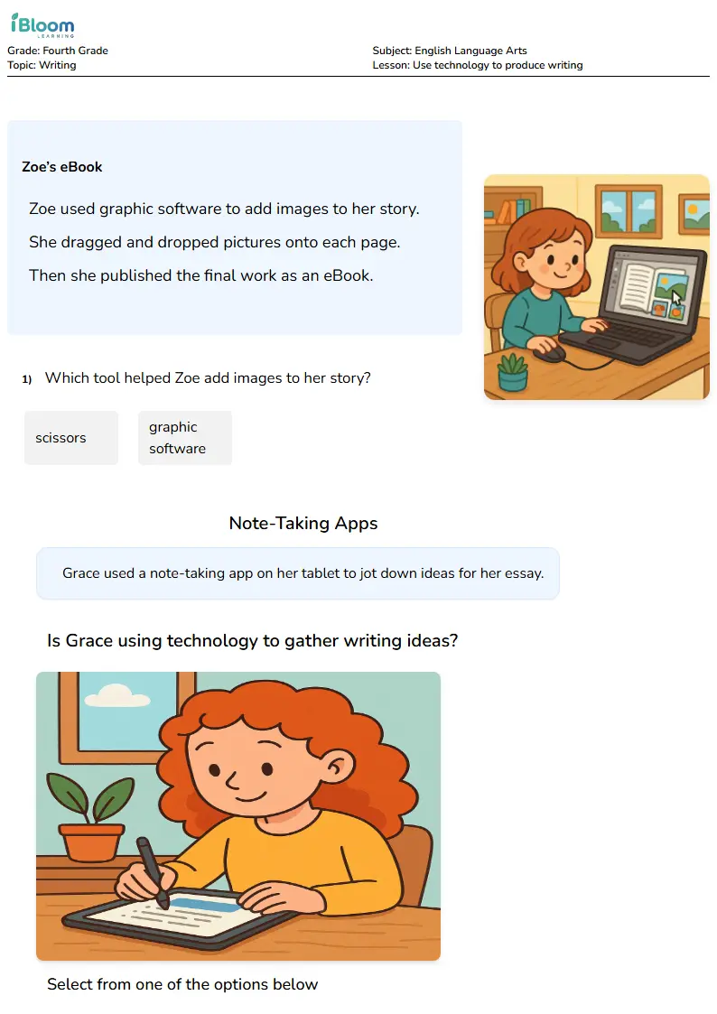 Use technology to produce writing Lesson for Fourth Grade | iBloom