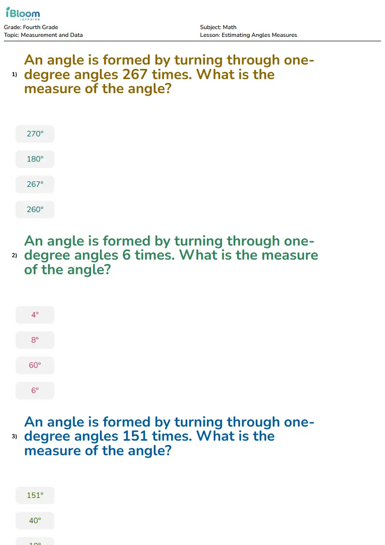 Estimating Angles Measures Lesson for Fourth Grade | iBloom