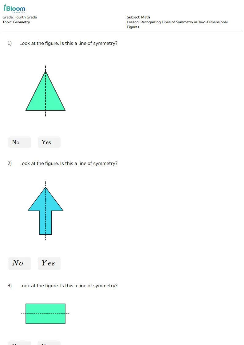 Recognizing Lines of Symmetry in Two-Dimensional Figures Lesson for Fourth Grade | iBloom