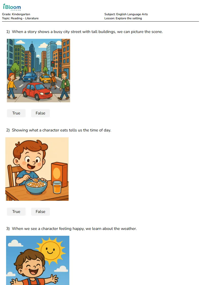 Explore the setting Lesson for Kindergarten