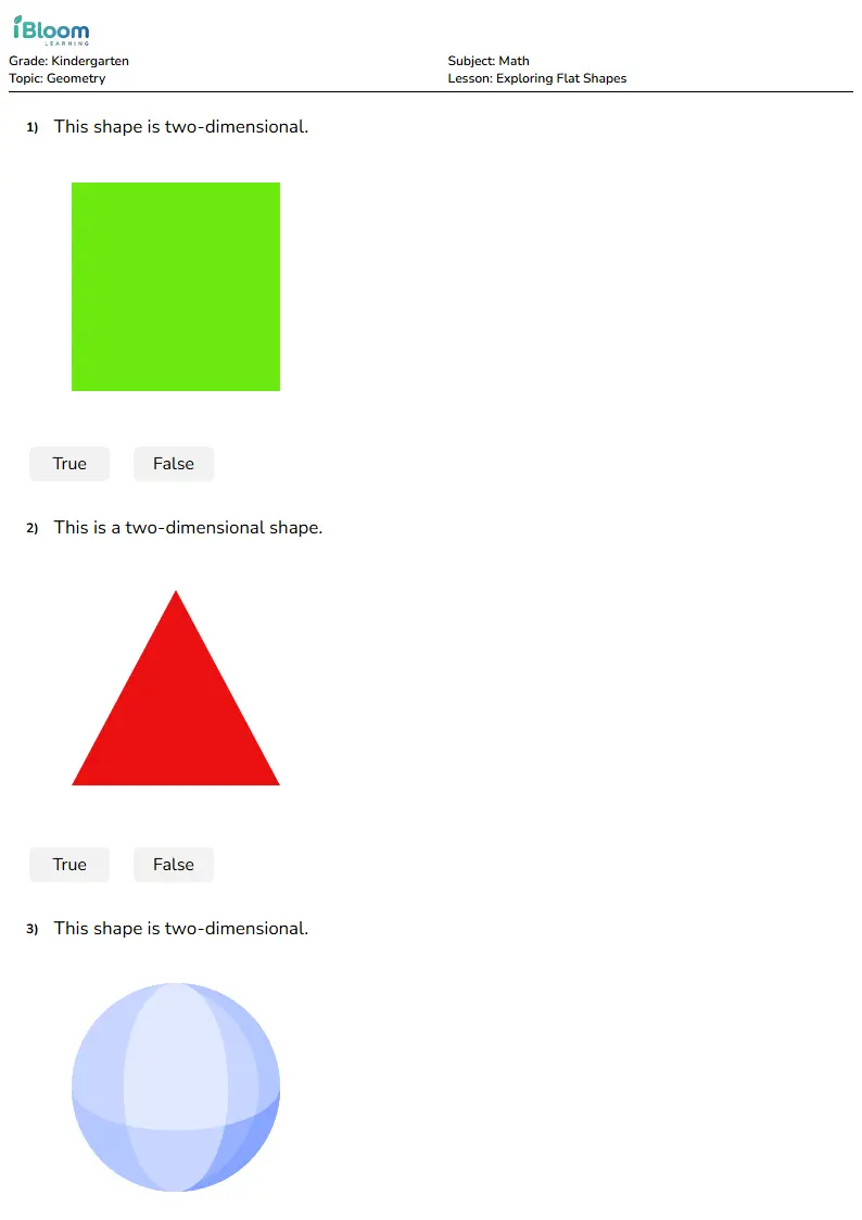 Exploring Flat Shapes Lesson for Kindergarten