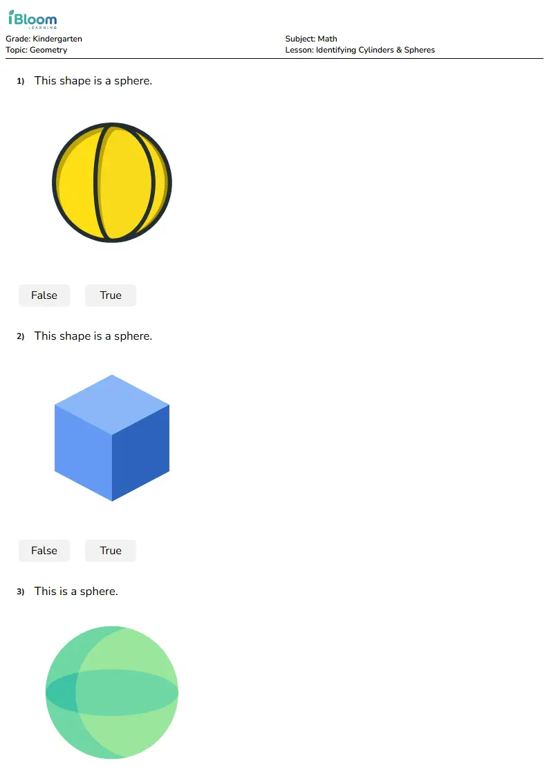 Identifying Cylinders & Spheres Lesson for Kindergarten | iBloom
