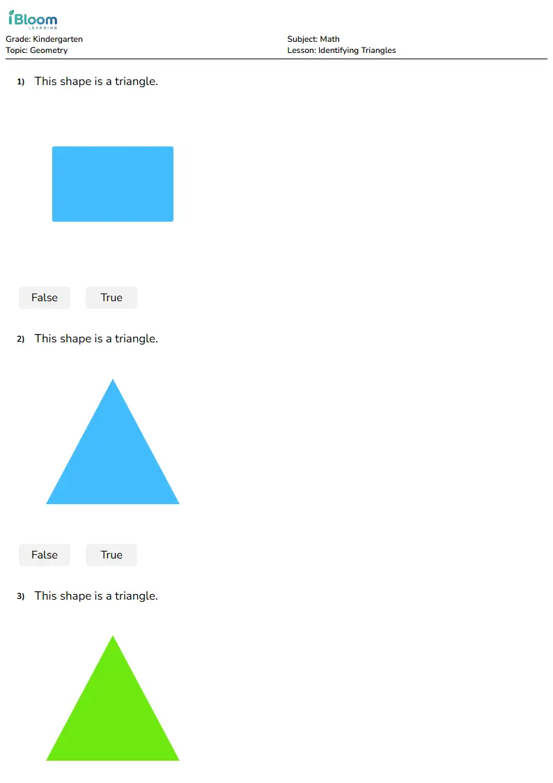 Identifying Triangles Lesson for Kindergarten | iBloom