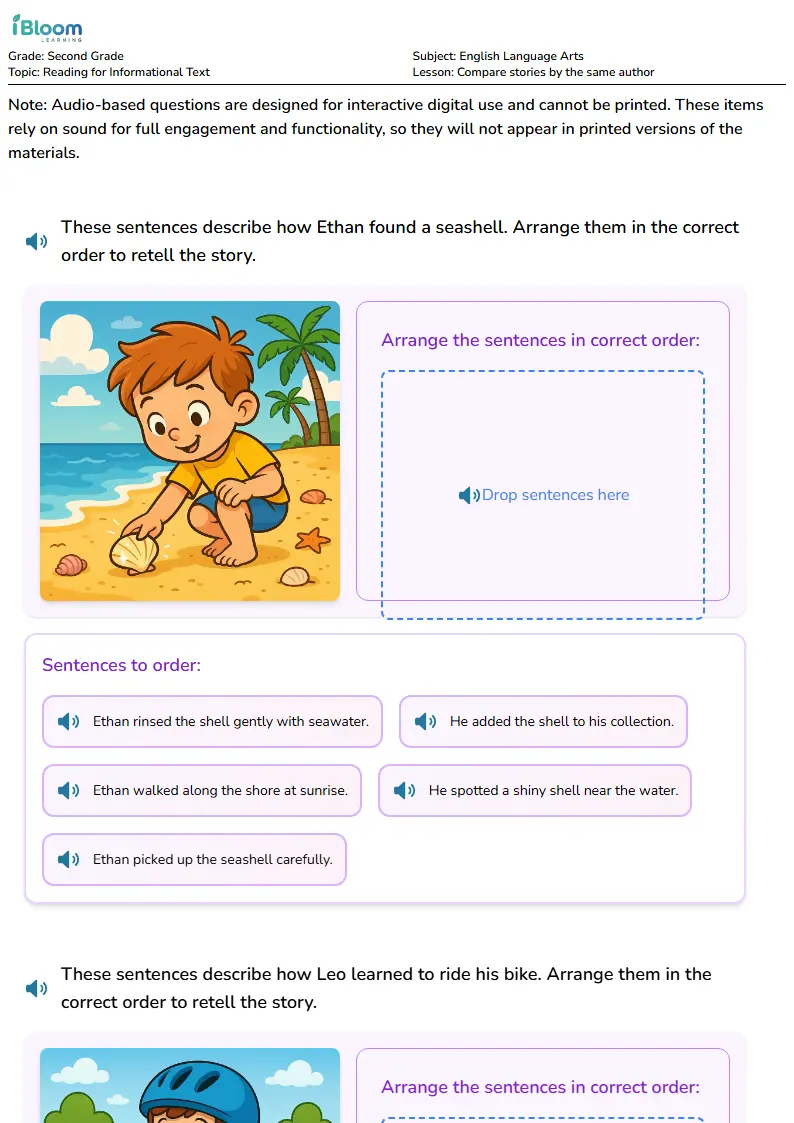 Compare stories by the same author Lesson for Second Grade