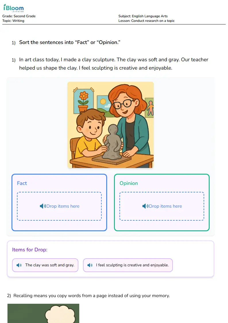 Conduct research on a topic Lesson for Second Grade