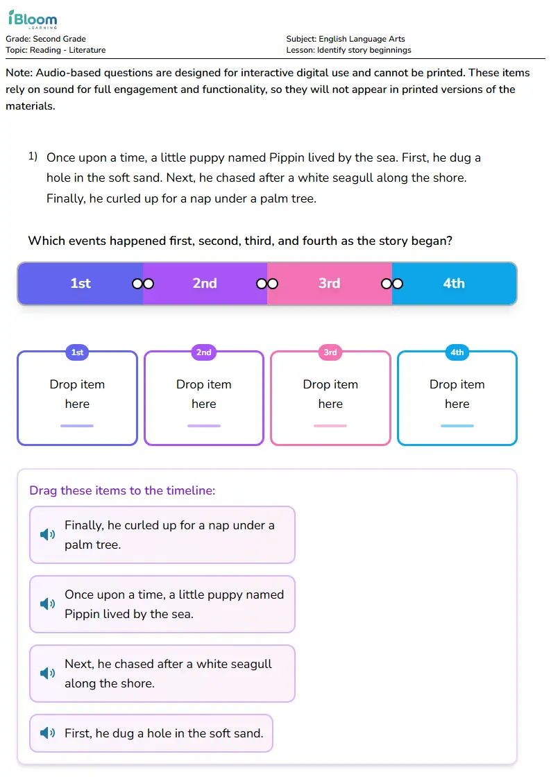 Identify story beginnings Lesson for Second Grade | iBloom