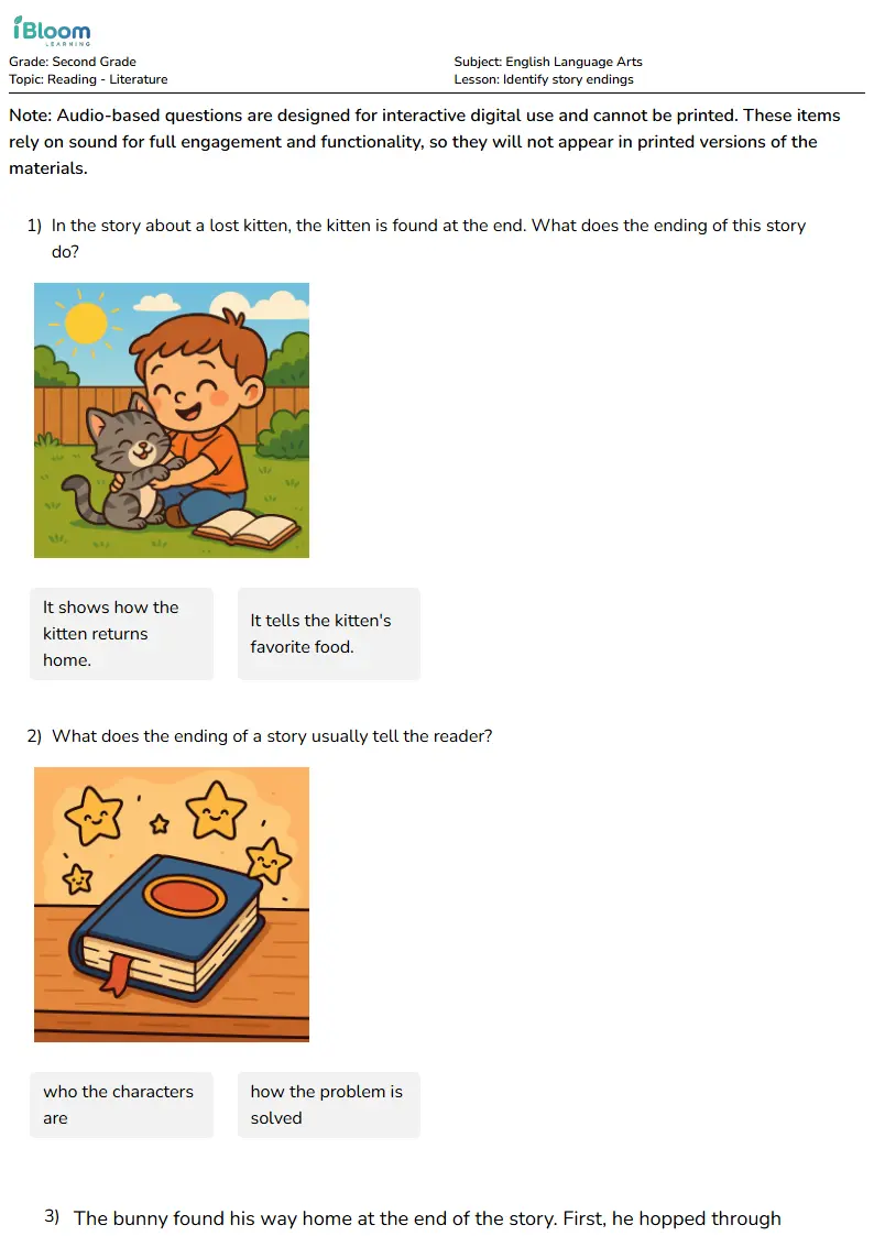 Identify story endings Lesson for Second Grade | iBloom