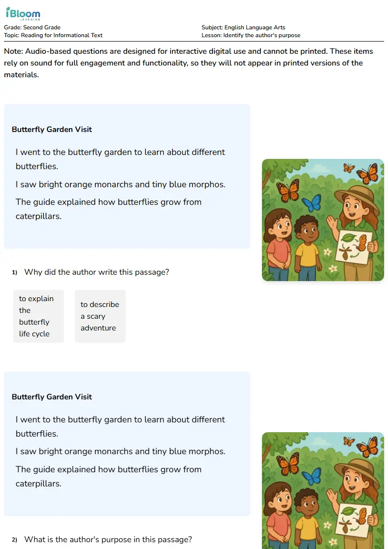 Identify the author's purpose Lesson for Second Grade | iBloom