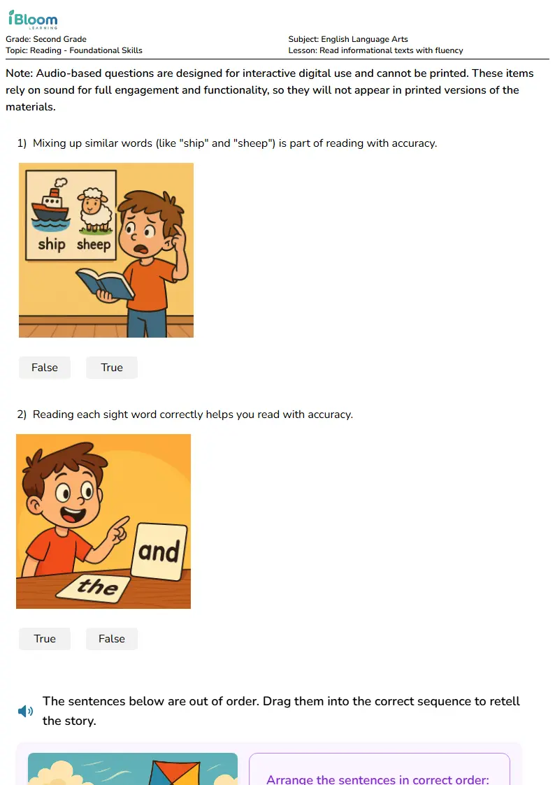 Read informational texts with fluency Lesson for Second Grade | iBloom
