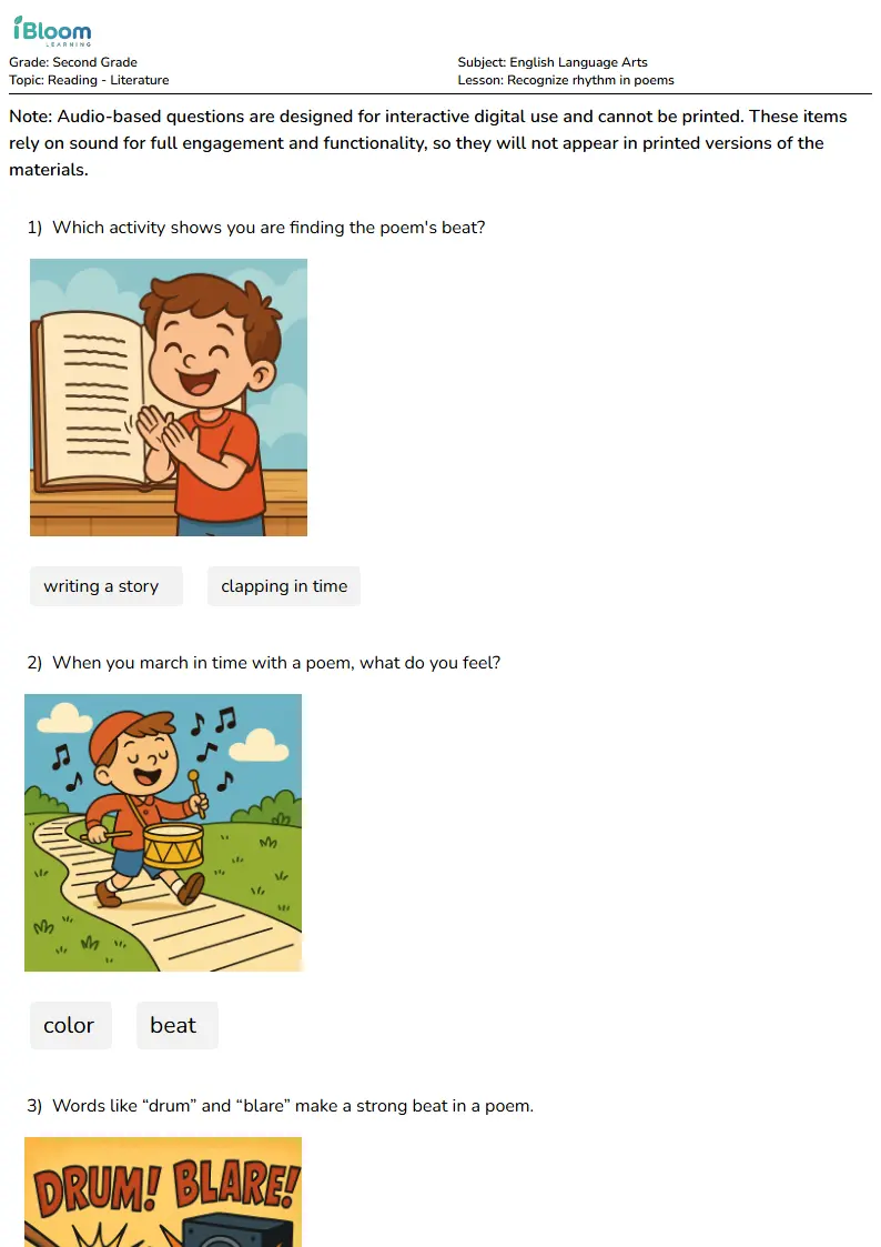 Recognize rhythm in poems Lesson for Second Grade | iBloom