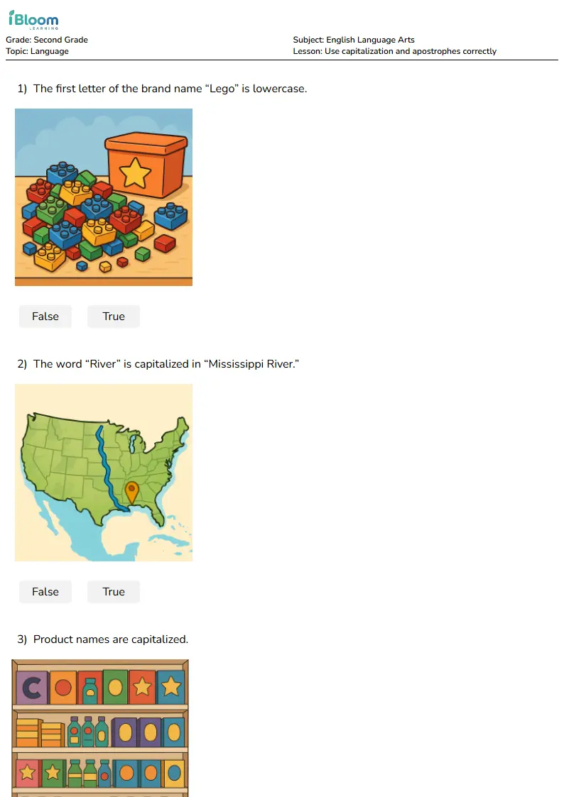 Use capitalization and apostrophes correctly Lesson for Second Grade | iBloom
