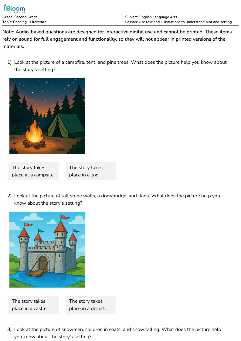 Use text and illustrations to understand plot and setting Lesson for Second Grade | iBloom