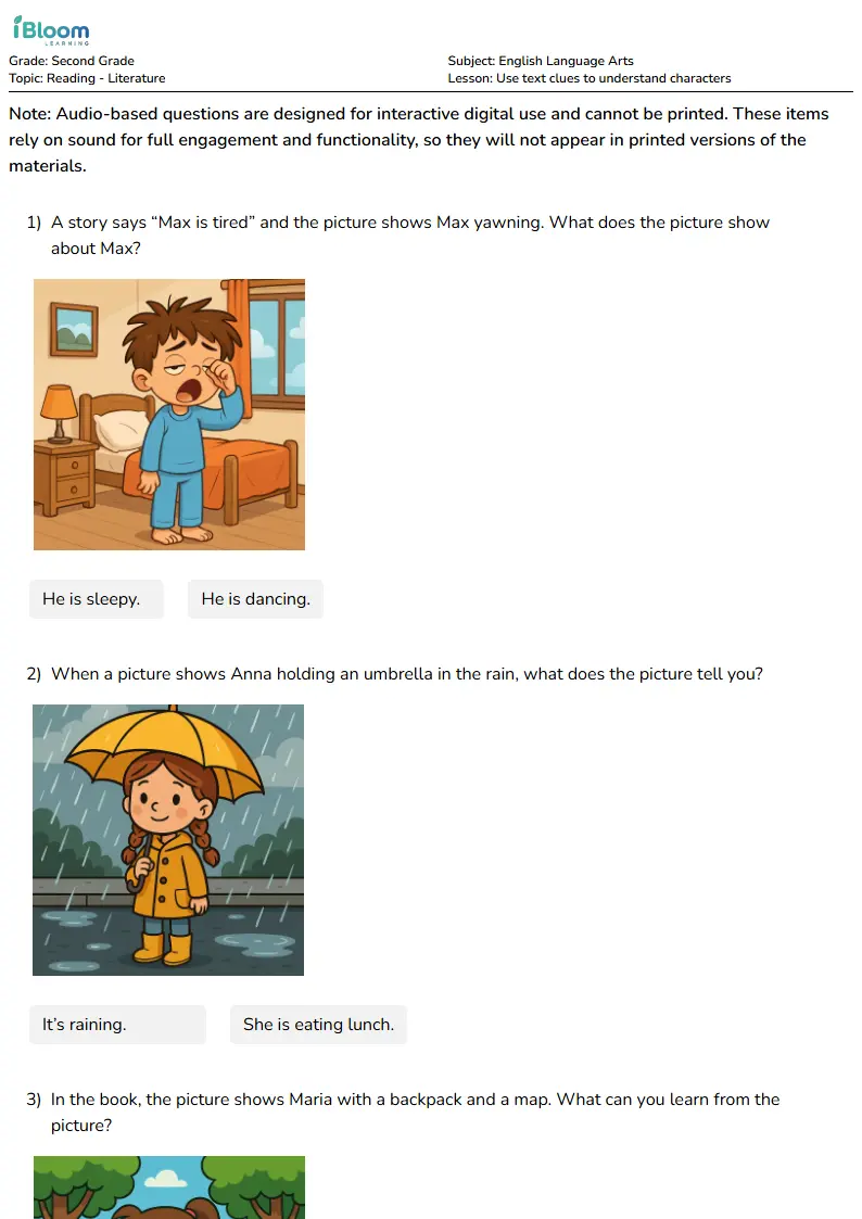 Use text clues to understand characters Lesson for Second Grade | iBloom