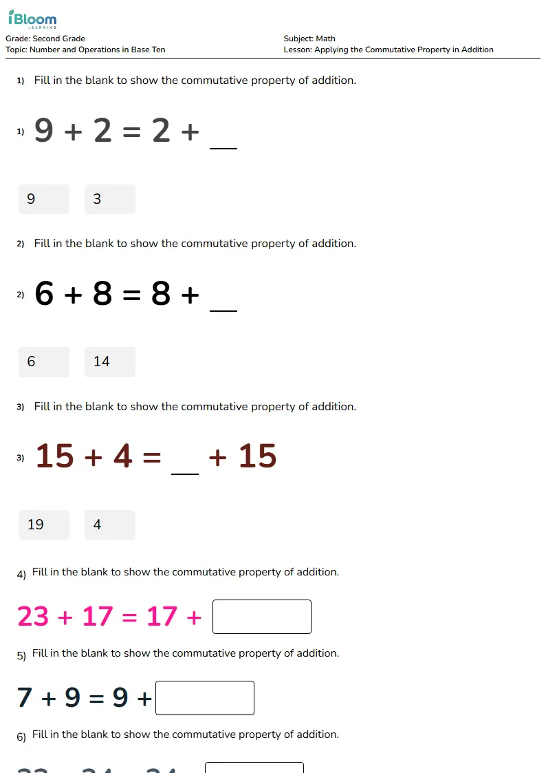 Applying the Commutative Property in Addition Lesson for Grade 2