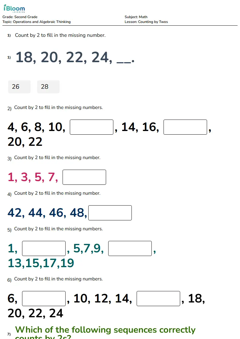 Counting by Twos Lesson for Second Grade | iBloom