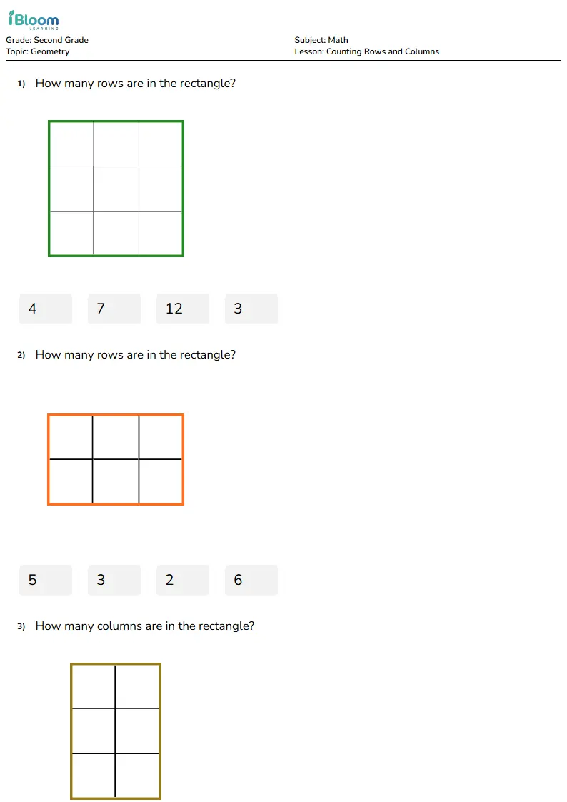 Counting Rows and Columns Lesson for Second Grade | iBloom