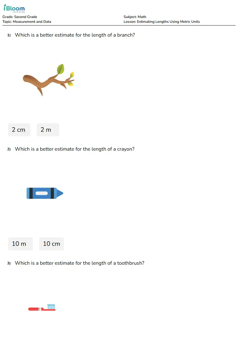 Estimating Lengths Using Metric Units Lesson for Second Grade | iBloom
