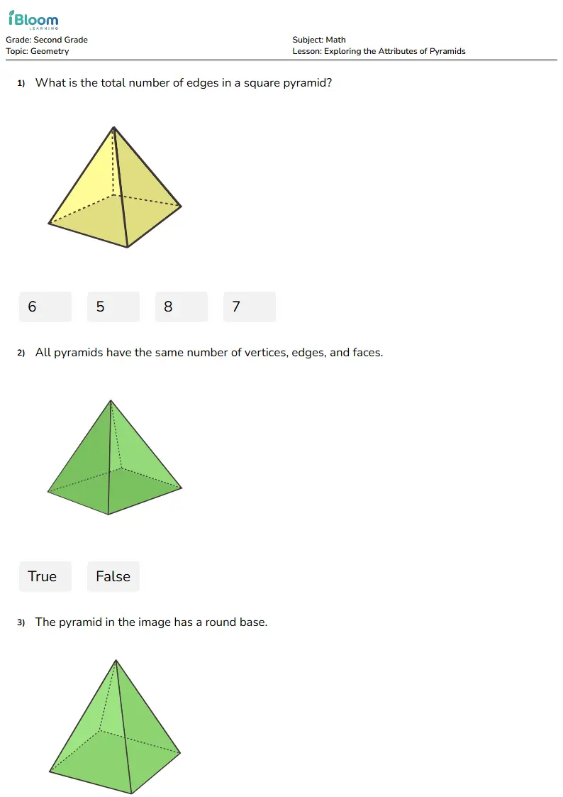 Exploring the Attributes of Pyramids Lesson for Second Grade | iBloom