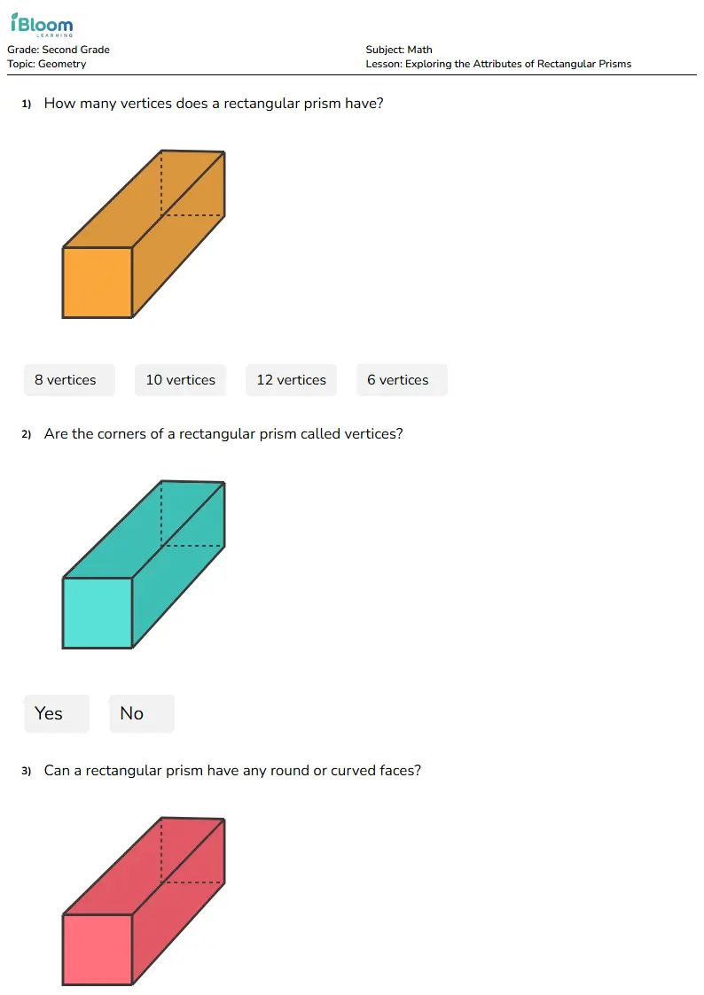 Exploring the Attributes of Rectangular Prisms Lesson for Second Grade | iBloom