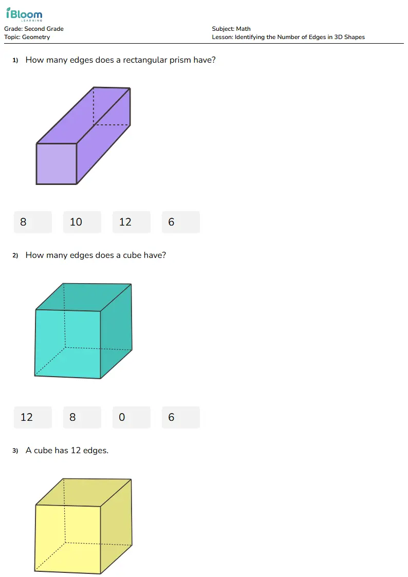 Identifying the Number of Edges in 3D Shapes Lesson for Second Grade | iBloom