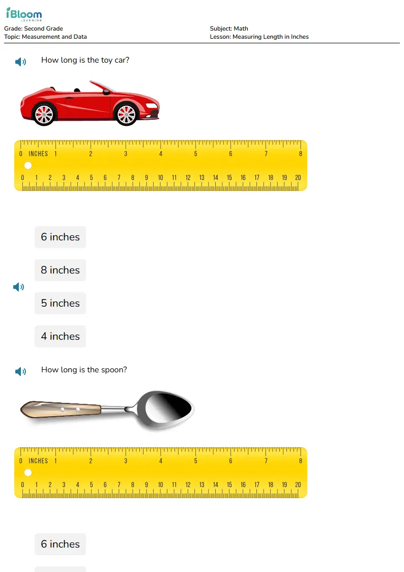 Measuring Length in Inches Lesson for Second Grade | iBloom