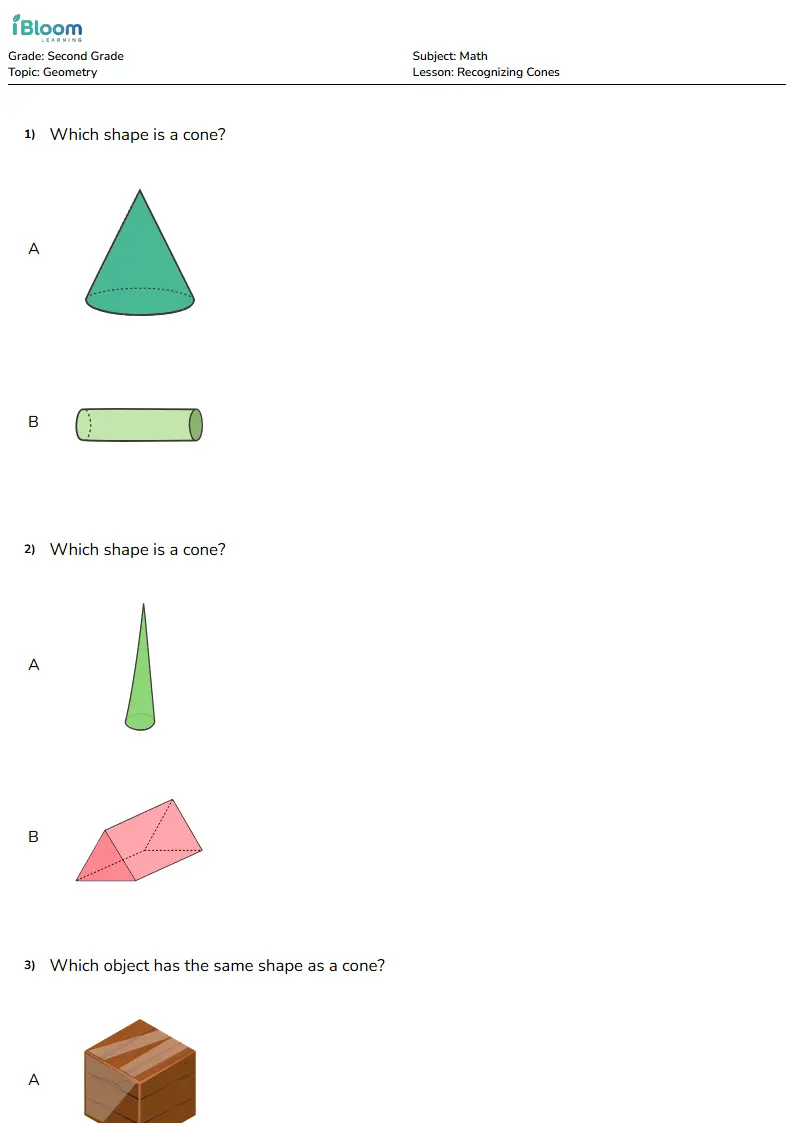 Recognizing Cones Lesson for Second Grade | iBloom