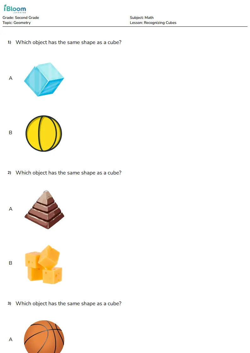 Recognizing Cubes Lesson for Second Grade | iBloom