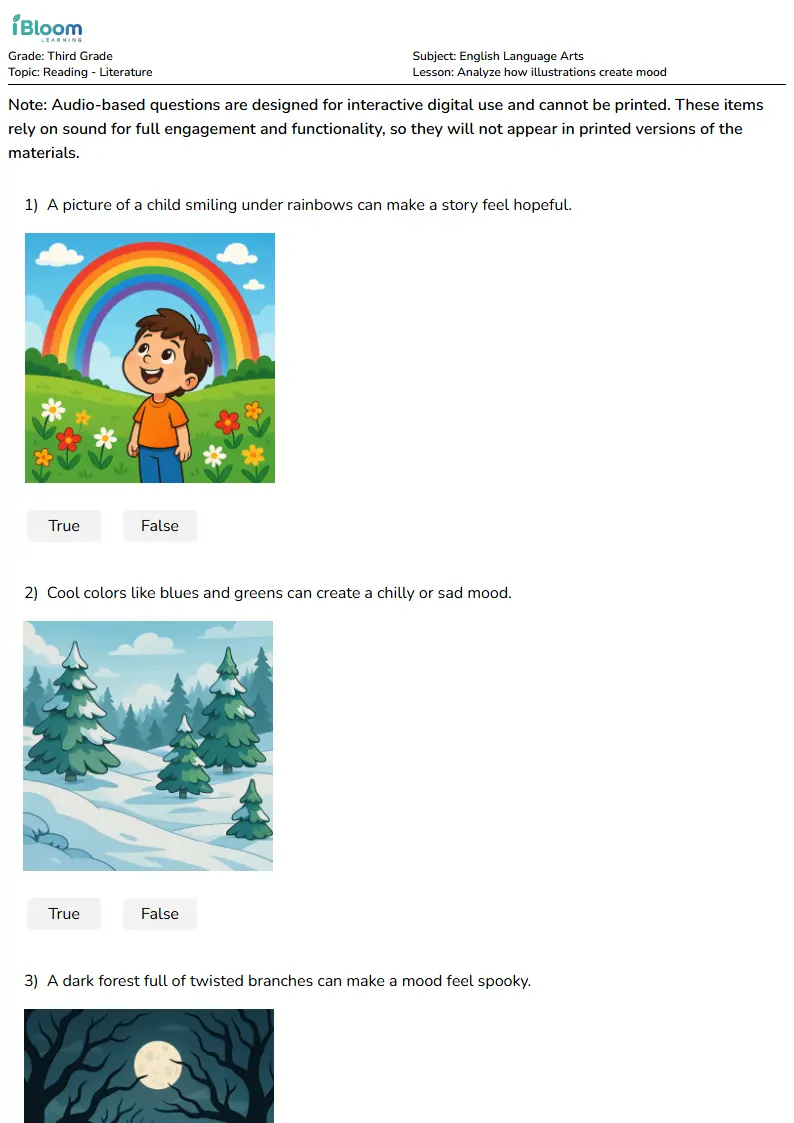 Analyze how illustrations create mood Lesson for Grade 3